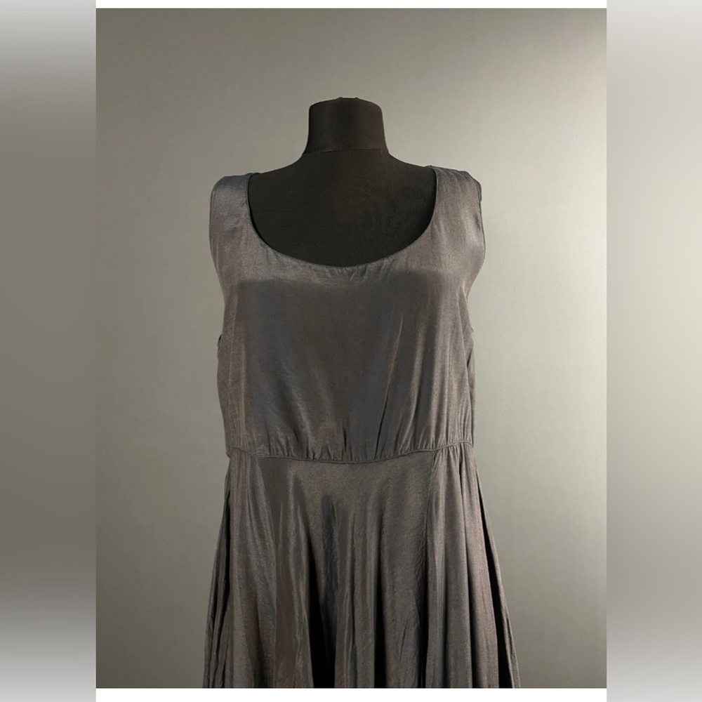 GRIZAS dress grey silk bamboo medium Lagenlook causal formal midi